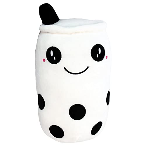 Bubble Tea Kuscheltier weiß mit Gesicht - ca. 28 cm, Premium Qualität, flauschig weich, Bubble Tea Plüschtier, Bubble Tea Stofftier, Kuscheltier Bubble Tea von BEMIRO