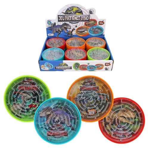 Dino Geduldspiel mit Labyrinth – ca. 9 cm – Geschicklichkeitsspiel Kugel ins Ziel bringen – 24 Stück im Display – Mitgebsel & Spielzeug ab 3 Jahren Dino Geduldspiel mit Labyrinth – ca. 9 cm – Geschicklichkeitsspiel Kugel ins Ziel bringen – 24 Stück im Display – Mitgebsel & Spielzeug ab 3 Jahren von BEMIRO