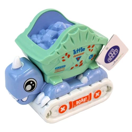 Dinosaurier Bauwagen Spielzeug – ca. 10 cm – Mit Container – Niedlicher Dino zum Losfahren – Kreatives Kinderspielzeug (Blau) von BEMIRO