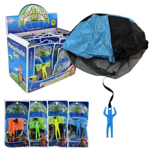 Fallschirmspringer Spielzeug – Outdoor-Wurfspiel für Kinder ab 3 Jahren – einzeln verpackt – ideal für Garten, Balkon & Treppenhaus – klassisches Mitgebsel Spiel für draußen (36) von BEMIRO