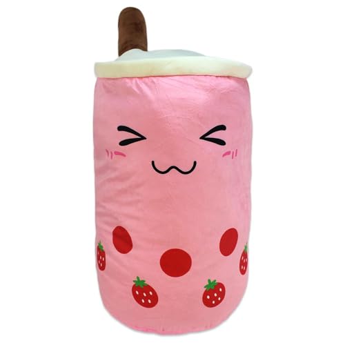 Kawaii Bubble Tea Kuscheltier – ca. 60 cm – weiches Plüschtier mit Aufhängeschlaufe – XXL Stofftier im süßen Design – Kuschel-Bubbletea mit Gesicht – Geschenkidee für Kinder & Teens (Rosa) von BEMIRO