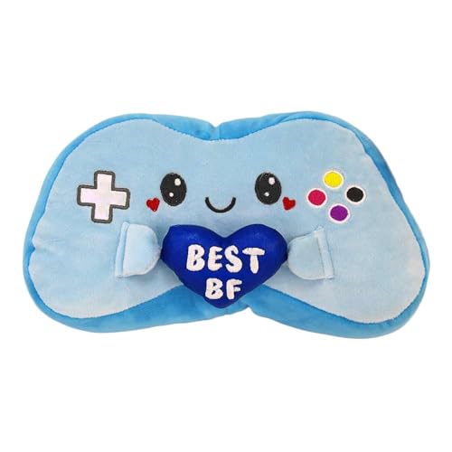 Kuscheltier Retro Gadgets – 25 cm – Controller, Kassette, Radio & Co. – Mit Kawaii-Gesicht & Liebes-Sprüchen (Controller Blau) von BEMIRO