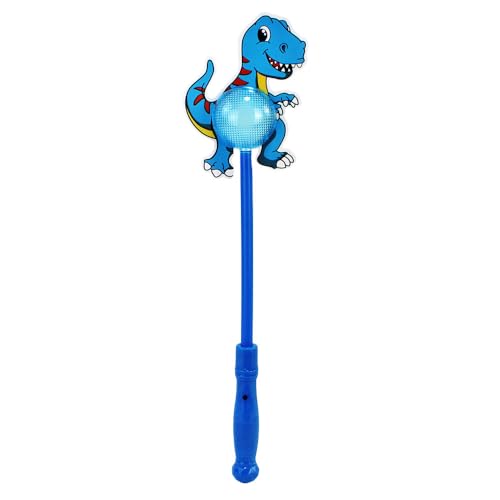Leuchtstab mit Kugel – ca. 38 cm – blinkt oder leuchtet auf Knopfdruck – mit LED-Stab & leuchtender Kugel – Dino- oder Drachenkopf – Partylicht für Kinder (Dino Blau) von BEMIRO