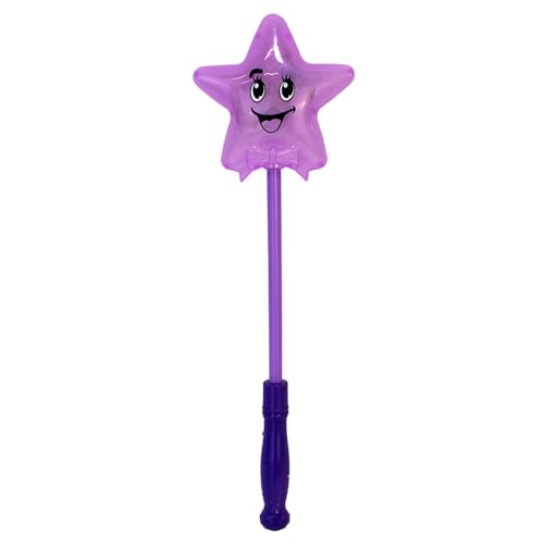 Leuchtstab mit Stern – ca. 38 cm – LED Stab & Stern leuchten – mit niedlichem Gesicht – Kinder Leuchtspielzeug für Partys, Kostüme & Nachtspaß (Lila) von BEMIRO