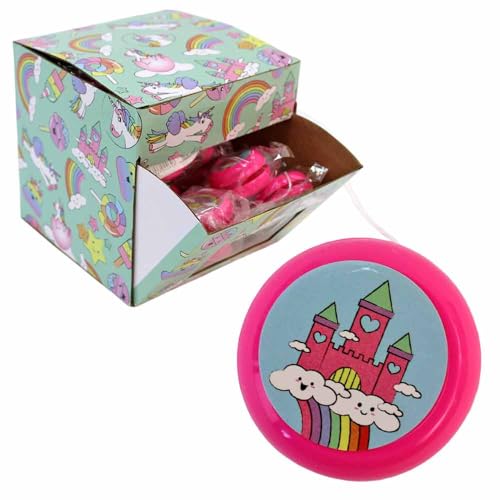 Mini Einhorn Yoyo – 36er Set Pinke Yo-Yos mit weißen Schnüren & niedlichen Motiven – ca. 4 cm – Mitgebsel Kindergeburtstag & Party – ab 3 Jahren von BEMIRO
