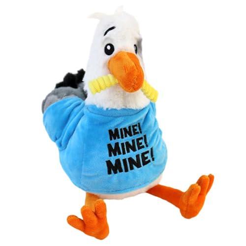 Möwe Kuscheltier mit T-Shirt – 32 cm – Lustige Sprüche – Gestickte Augen – Kuschelig weich (Blau) von BEMIRO