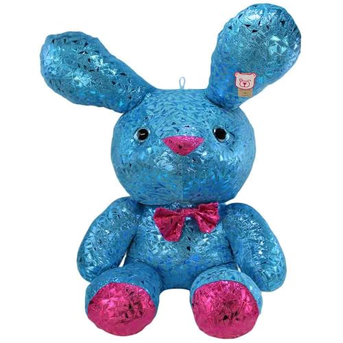 Osterhase Plüschtier groß – 90 cm (60 cm sitzend) – Mit Schlaufe & glitzernden Kunststoffaugen – Zum Kuscheln & Dekorieren (Blau) von BEMIRO