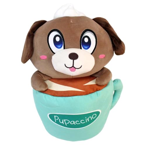 Plüsch Hund im Becher – 33 cm – Kuschelig weich – 3 Motive: Popcorn, Kaffee, Cupcake – Niedlicher Hund mit Schlappohren (Kaffee) von BEMIRO