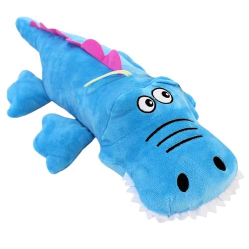 Plüsch-Krokodil liegend – ca. 53 cm – Kuscheltier mit gestickten Augen & Aufhängeschlaufe – weiches Stofftier für Kinder ab 3 Jahren – Füllung aus 100 % recyceltem Material (Blau) von BEMIRO