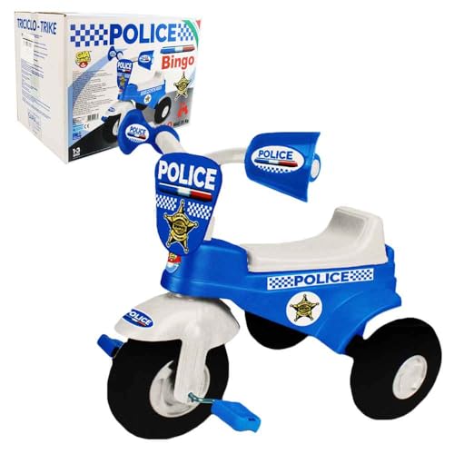 Polizei Dreirad für Kinder – Für 1–3 Jahre – Blau & Weiß – Mit „Police“-Schriftzug – Made in Italy von BEMIRO
