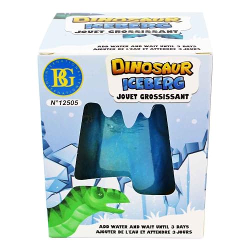 Schlüpfender Dino im Ei – wächst aus Vulkan oder Eisberg – ca. 7 cm – Dino schlüpft nach 72h im Wasser – Lernspielzeug & Überraschung für Kinder – mit Spiel-Dinosaurier (Blau) von BEMIRO