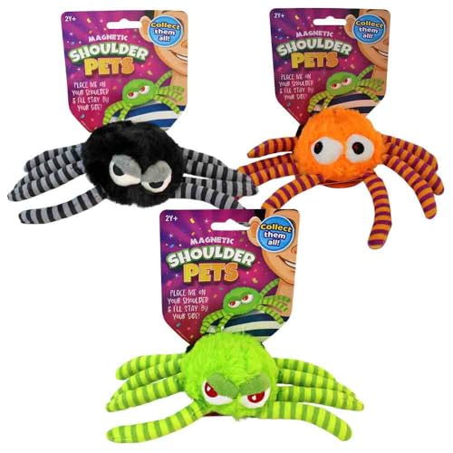 Schultertier Spinne – Magnetisch – Ca. 20 cm – Kuschelig weich – Mit gestickten Augen (Set) von BEMIRO