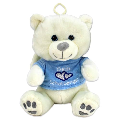 Schutzengel Kuscheltier Teddy – 30 cm – Mit Flügeln & glitzernden Augen – Mit Schlaufe zum Aufhängen (Blau) von BEMIRO