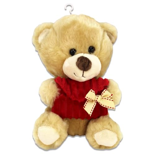 Teddy mit Briefumschlag – 20 cm, mit Schleife, Kunststoffaugen, Geschenkidee für Valentinstag, Fach für persönlichen Brief (Braun) von BEMIRO