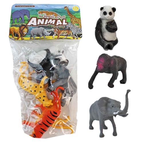 Wildtier-Spielzeug 6er-Set – ca. 5–10 cm – Tiere wie Elefant, Panda, Tiger – im Beutel an Karte – Zufallsauswahl – Kunststoff-Figuren zum Spielen & Sammeln – ab 3 Jahren Wildtier-Spielzeug 6er-Set – ca. 5–10 cm – Tiere wie Elefant, Panda, Tiger – im Beutel an Karte – Zufallsauswahl – Kunststoff-Figuren zum Spielen & Sammeln – ab 3 Jahren von BEMIRO