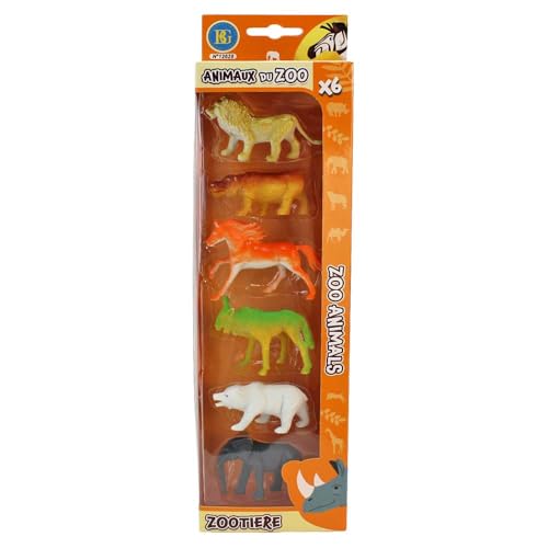Zoo Tiere Spielzeug Set – 6 Figuren pro Pack – verschiedene Tierarten sortiert – z. B. Elefant, Löwe, Giraffe, Tiger & mehr – robuste Figuren ab 3 Jahren – Tierwelt zum Spielen & Sammeln (Löwe) von BEMIRO