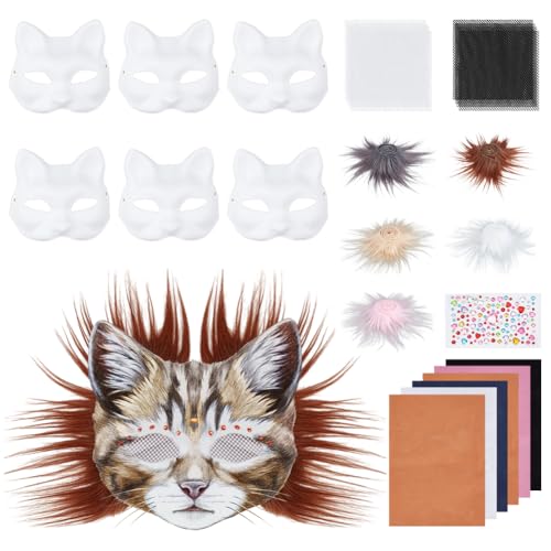 BENECREAT DIY Therian Masken 5 Kunstfellstreifen 6 leere Katzenmasken r Und 12 Kunststoff Augenmaskennetze Für Maskerade Cosplay Party Halloween BENECREAT DIY Therian Masken 5 Kunstfellstreifen 6 leere Katzenmasken r Und 12 Kunststoff Augenmaskennetze Für Maskerade Cosplay Party Halloween von BENECREAT