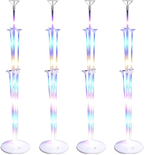 4 Stück Luftballons Halter, LED Luftballons Ständer Luftballon Ständer Kit Ballonständer Tisch Ballonzubehör für Party Dekoration,Geburtstag, Weihnachten, Hochzeitsdekoration von BEOIUCZZY