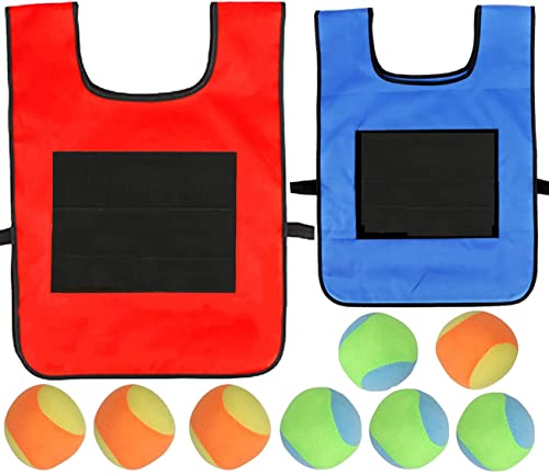 2 Stück Sticky Ball Weste, Völkerballspiel Set Völkerball Spielset Klettballspiel für Eltern-Kind-Spiel im Innen und Außenbereich Wurfspiele Kinder Geschenk mit 10 Stück Wattebällchen von BEOIUCZZY