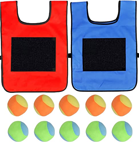 2 Stück Sticky Ball Weste, Völkerballspiel Set Völkerball Spielset Klettballspiel für Kinder im Innen und Außenbereich Wurfspiele Kinder Geschenk mit 10 Stück Wattebällchen (Rot+Blau) 2 Stück Sticky Ball Weste, Völkerballspiel Set Völkerball Spielset Klettballspiel für Kinder im Innen und Außenbereich Wurfspiele Kinder Geschenk mit 10 Stück Wattebällchen (Rot+Blau) von BEOIUCZZY
