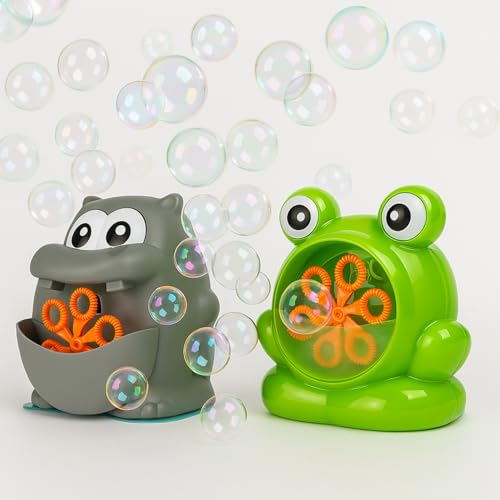 BEPER Seifenblasenmaschine für Kinder – Tierform (Nilpferd oder Frosch) – Dauerbetrieb – 56 ml Flüssigkeit inklusive – Sicheres und geprüftes Sommerspielzeug ab 36 Monaten – Batterien Nicht enthalten von BEPER