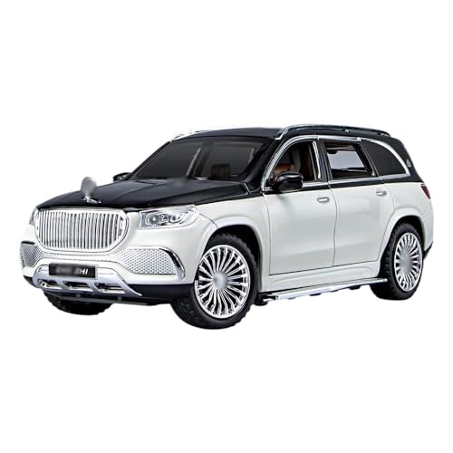 BEPHON Für Maybach Gls600 1:24, Modellauto, Druckguss, Miniatur, Legierung, Auto, Spielzeug, SUV, Geländefahrzeug, Shork-Absorber, Geschenk für Jungen, Spielzeug (Schwarz Weiß) von BEPHON