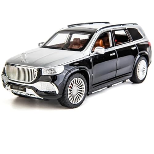 BEPHON für Maybach GLS GLS600 1:24 Luxy Legierung Modell Auto Simulation Diecasts Fahrzeuge Spielzeug Metall Modell Auto Sound und Licht Spielzeug Geschenk Fahrzeuge Spielzeug (Black with Silvery) von BEPHON
