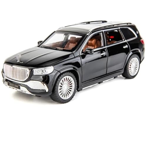Für Maybach GLS GLS600 1:24 Legierung Luxy Automodell Simulation Druckguss Metall Spielzeug Fahrzeuge Modell Auto Sound und Licht Spielzeug Geschenk Boy Spielzeug Fahrzeug (Schwarz) von BEPHON