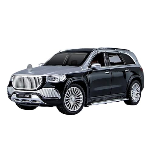 Für Maybach Gls600 1:24 Druckguss Auto Modell Miniatur Legierung Auto Spielzeug SUV Geländewagen Shork-Absorber Geschenk Modell Spielzeugauto(Silber Schwarz) von BEPHON