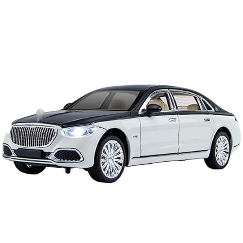 Für Maybach S680 1:22 Legierung Metall Auto Modell Diecast Metall Spielzeug Fahrzeuge Auto Modell Hohe Simulation Sound und Licht Geschenk Modell Spielzeugauto(Weiß) von BEPHON