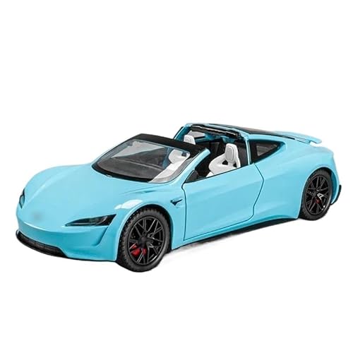 Für Te&sl&a für Roadster 1:24 Sportwagen Legierung Spielzeug Metall Diecast Skala Auto Modell mit Sound Licht Modell Spielzeug Geschenke Dekoration Modell Spielzeugauto(Blue) von BEPHON