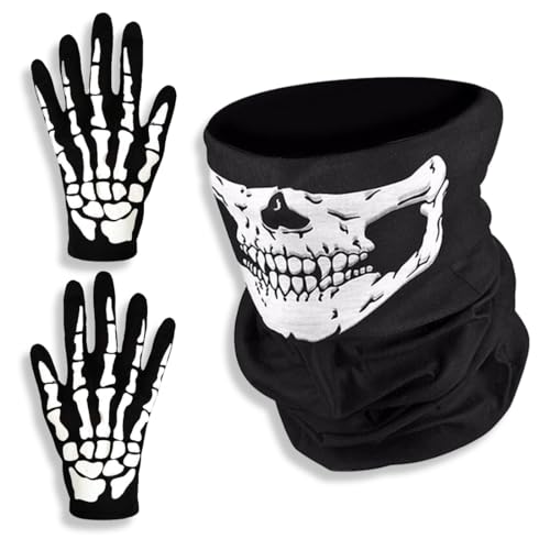 BEPSYOM Schädel Maske Gesicht Maske Motorrad-Gesichts-Totenkopf Schädel Multifunktionstuch Balaclava Halstuch,Totenkopf-Kopftuch-Kopfbedeckung, Gesichtsmaske, Face Shield von BEPSYOM