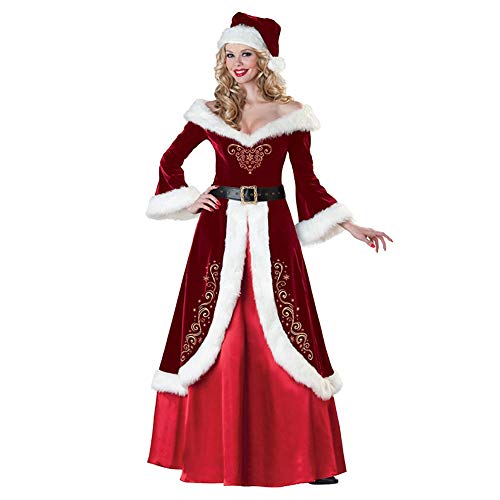 BERULL Weihnachts-Weihnachtsmann-Kostüm For Erwachsene, Damen-Kostüm, Cosplay-Anzug, Deluxe-Samt-Weihnachts-Outfit For Erwachsene, For Frauen, Mädchen, Party-Ankleide (Color : Red, Size : 3XL) von BERULL