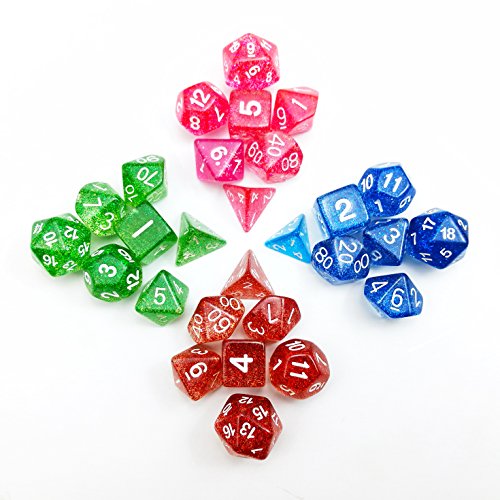 28pcs Diverse Bunte Glitter Polyedrische 7- Würfel- Set Der 4, Glitter Polygonal Dungeons und Dragons Würfel Set d4 d6 d8 d10 d12 d20 d% von BESCON DICE