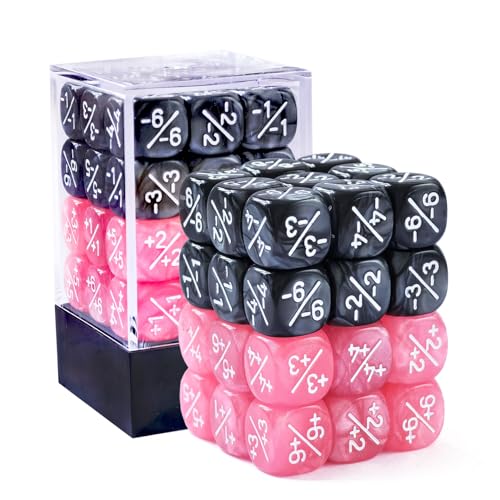 36 Stück 12 mm positive und negative Würfelzähler, rosa und schwarz, kleine Würfel, Treuewürfel, kompatibel mit MTG, CCG, Kartenspielen 36 Stück 12 mm positive und negative Würfelzähler, rosa und schwarz, kleine Würfel, Treuewürfel, kompatibel mit MTG, CCG, Kartenspielen von BESCON DICE