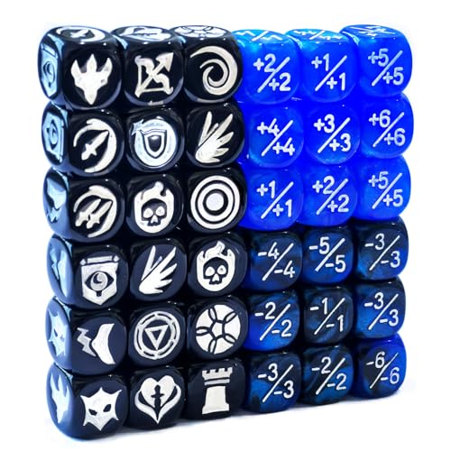 36-teiliges 12-mm-Fähigkeits-Schlagwort-Zählwürfel, MTG-Würfel, 1/+1-Zähler, Bulk-Statistiken, Würfel-Set (mehrfarbig) von BESCON DICE