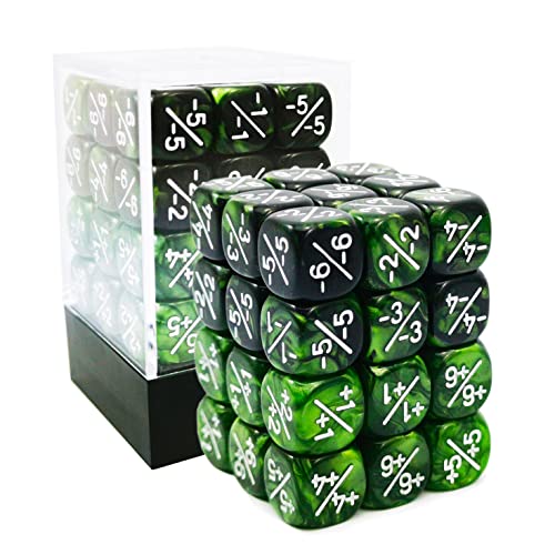 36pcs 12mm Positive and Negative Dice Counters Marble Green+Gemini Green&Black Set, Small Token Dice Loyalty Dice Compatible with MTG, CCG, Card Games von BESCON DICE
