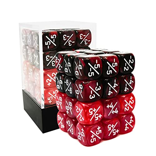 36pcs 12mm Positive and Negative Dice Counters Marble Red+Gemini Red&Black Set, Small Token Dice Loyalty Dice Compatible with MTG, CCG, Card Games von BESCON DICE