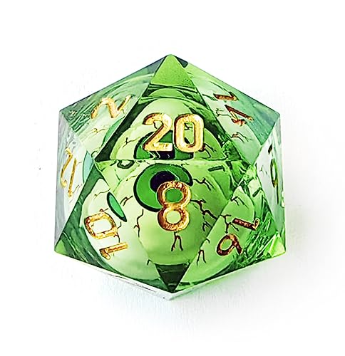 BESCON Sharp Edged Liquid Core Rolling Eyeball Dice - Razor Edge Polyhedral Dice with Rolling Eyeball Inside (One Piece D20 with Green Eye) von BESCON DICE