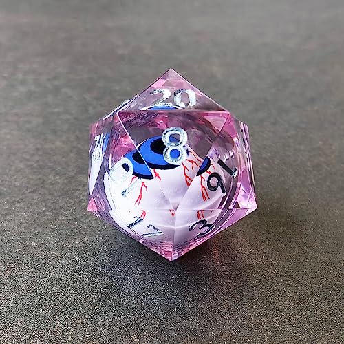 BESCON Sharp Edged Liquid Core Rolling Eyeball Dice - Razor Edge Polyhedral Dice with Rolling Eyeball Inside (One Pink D20 with Blue Eye) von BESCON DICE