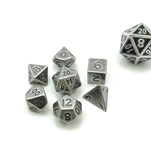 Bescon 10MM Mini Solid Metal Dice Set Old Nickle, Ancient Mini Metallic Polyhedral D&D RPG Miniature Dice 7-Sets von BESCON DICE