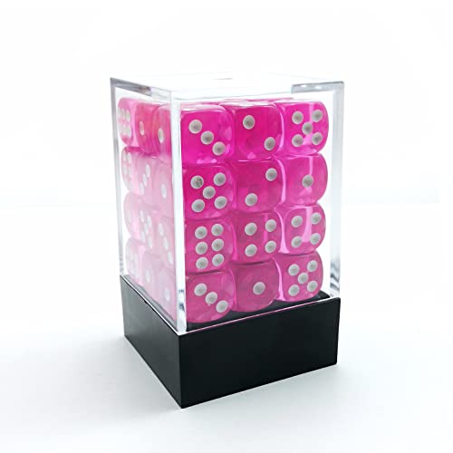 Bescon 12mm 6 Sided Dice 36 in Brick Box, 12mm Six Sided Die (36) Block of Dice, Translucent Pink von BESCON DICE