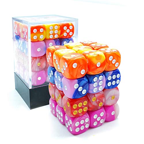 Bescon 12mm 6 Sided Dice 36 in Cube, 12mm Six Sided Die (36) Block of Dice, Gemini Effect in All Assorted Flower Colors von BESCON DICE