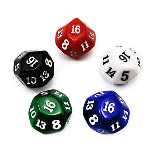 Bescon 16 Sides Dice in Assorted Solid Colors, D16 Game Dice 5pcs Set von BESCON DICE