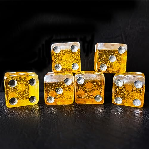 BESCON DICE 16MM D6 Würfel, 5/8" 6-seitige Würfel im Bier-Imitat-Stil, 6-teiliges Set in Ziegelbox, Amber, Schaum, Hexaeder, Pip, Adult, GAME_DICE, Dice Set von BESCON DICE