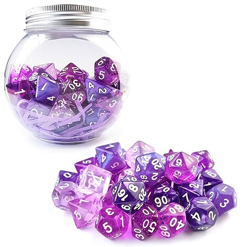 Bescon 35pcs Polyhedral RPG Dice Amethysts Set, DND Role Playing Game Dice Purple Sets 5X7pcs von BESCON DICE