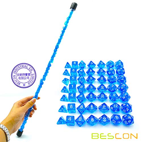 Bescon 49pcs Gem Blue Mini Polyhedral Dice Set in Long Tube, Sapphire Mini Dungeons and Dragons RPG Dice 7X7pcs, Long Stick Set von BESCON DICE