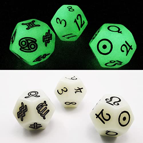 BESCON DICE Astrologisches Würfel-Set, Constellation Divination D12 Würfel, leuchtet im Dunkeln, 3-teilig von BESCON DICE