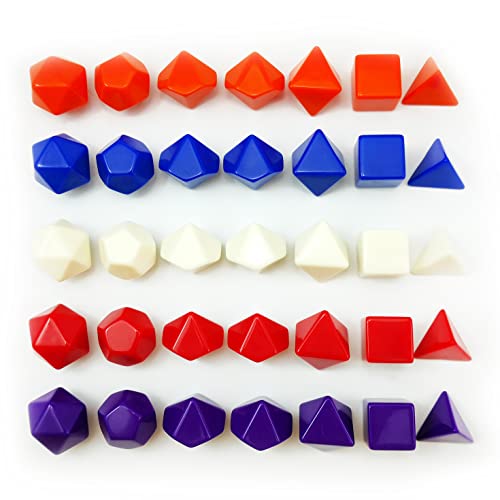 Bescon Blank Polyhedral RPG Dice 35pcs Assorted Colors Set, Solid Colors in Complete Set of 7, One Set for Each Color, DIY Dice von BESCON DICE