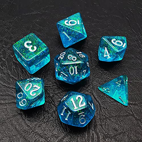 Bescon Blue Shimmery Dice Set, Polyhedral RPG Game 7-dice Set in Brick Box Packing von BESCON DICE
